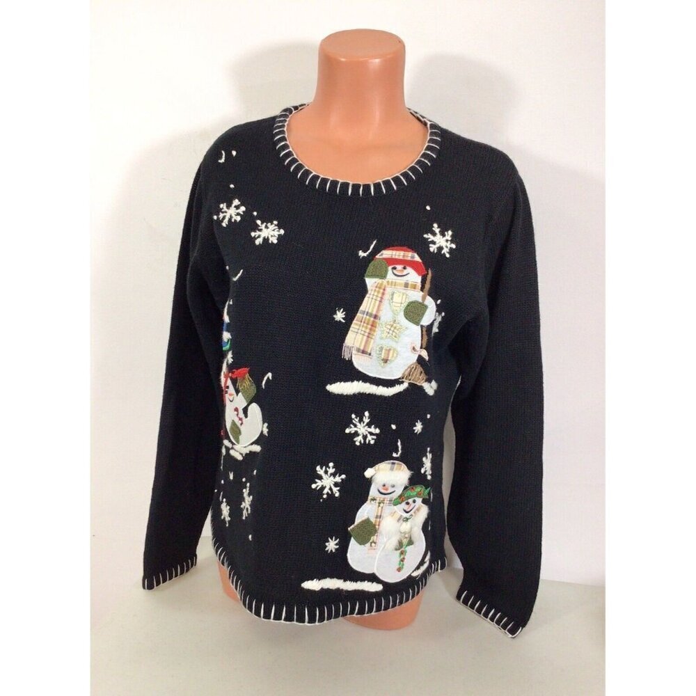 Country Door Christmas Sweater Snowmen Womens Large